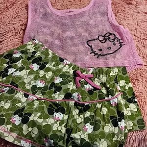 Never worn camo Hello Kitty skort set
